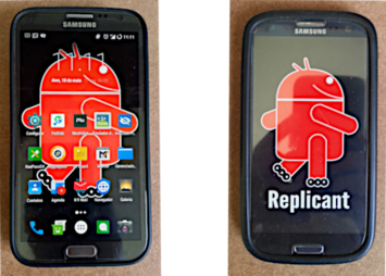 Samgung Galaxy Note 2 N7100 e Samsung Galaxy S3 I9300 Imagem de dois smartfones à esquerda Samsung Galaxy Note 2 N7100 e à direita Samsung Galaxy S3 I9300