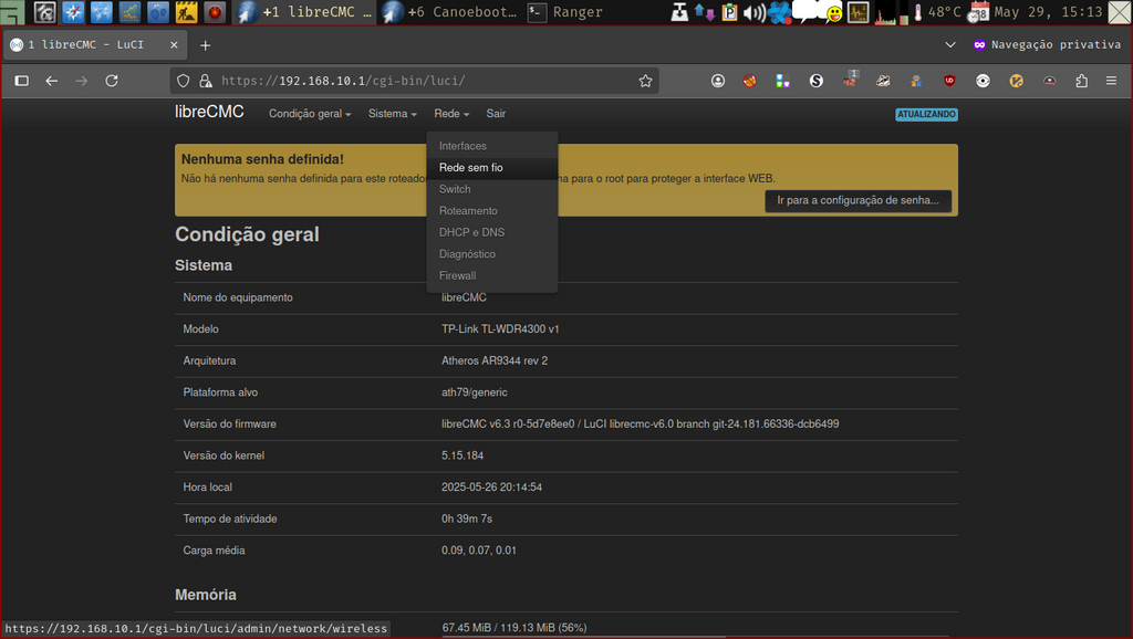 LuCi web-interface - Menu Rede sem fio LuCi web interface - Menu Rede sem fio