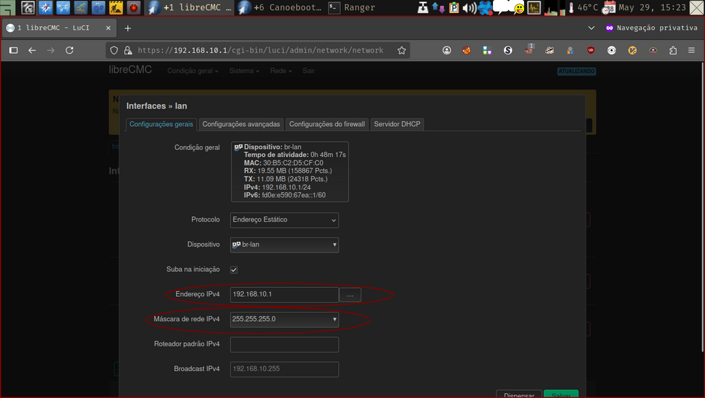 LuCi web-interface - página Lan LuCi web interface - Página Lan