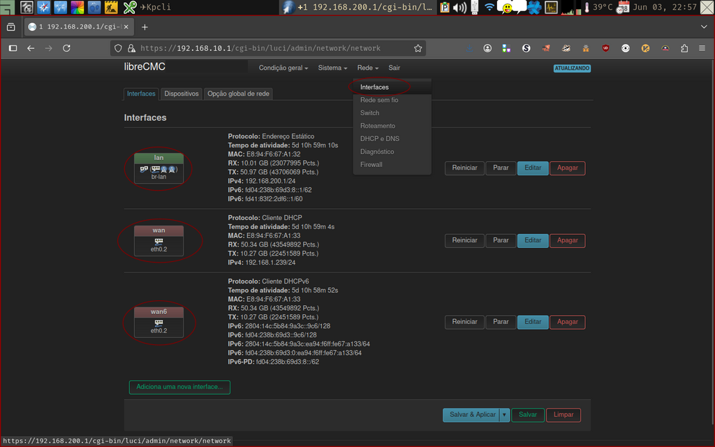 LuCi web-interface - página Interfaces LuCi web interface - página Interfaces