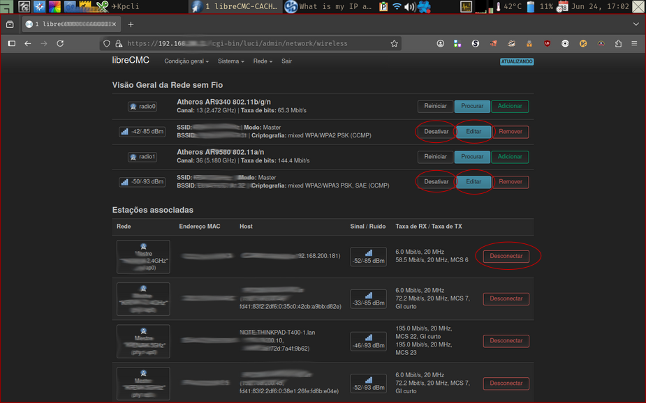 LuCi web-interface - Menu Rede sem fio LuCi web interface - Menu Rede sem fio