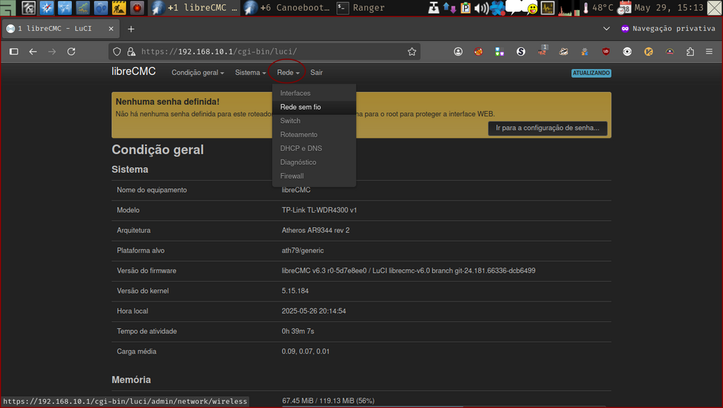 LuCi web-interface - menu Rede LuCi web interface - menu Rede