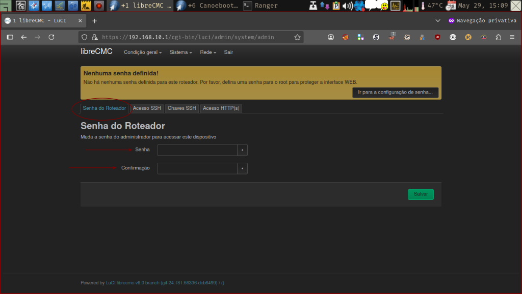 LuCi web-interface - Senha do Roteador LuCi web interface - Senha do Rotador